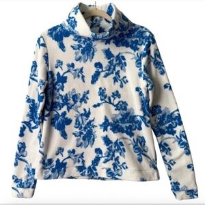Dudley Stephens + Mestiza NY Juliet Fleece Turtleneck Top Small Blue Toile, NWT